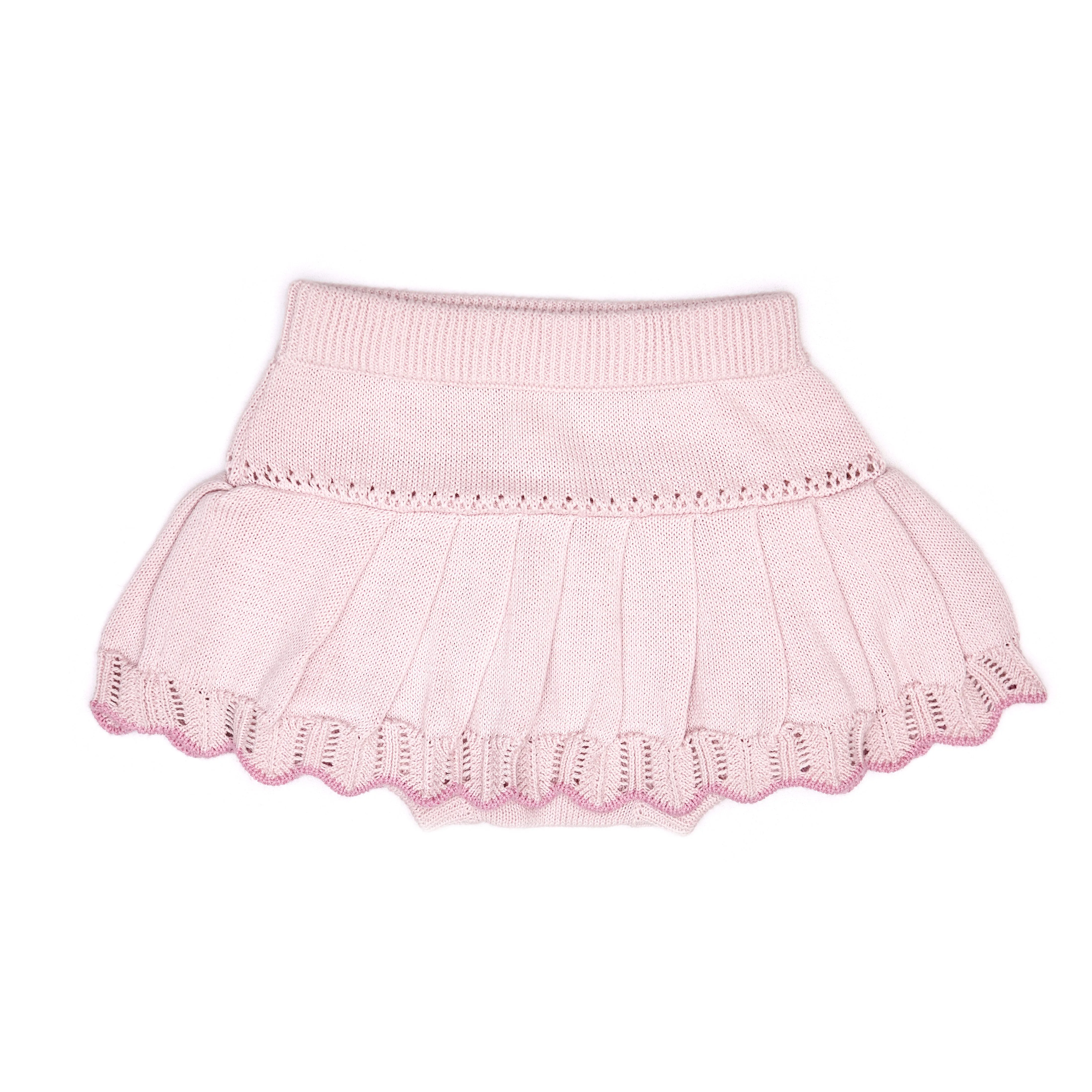 set outfit knit top s/s and pleated skirt - natural/cameo pink