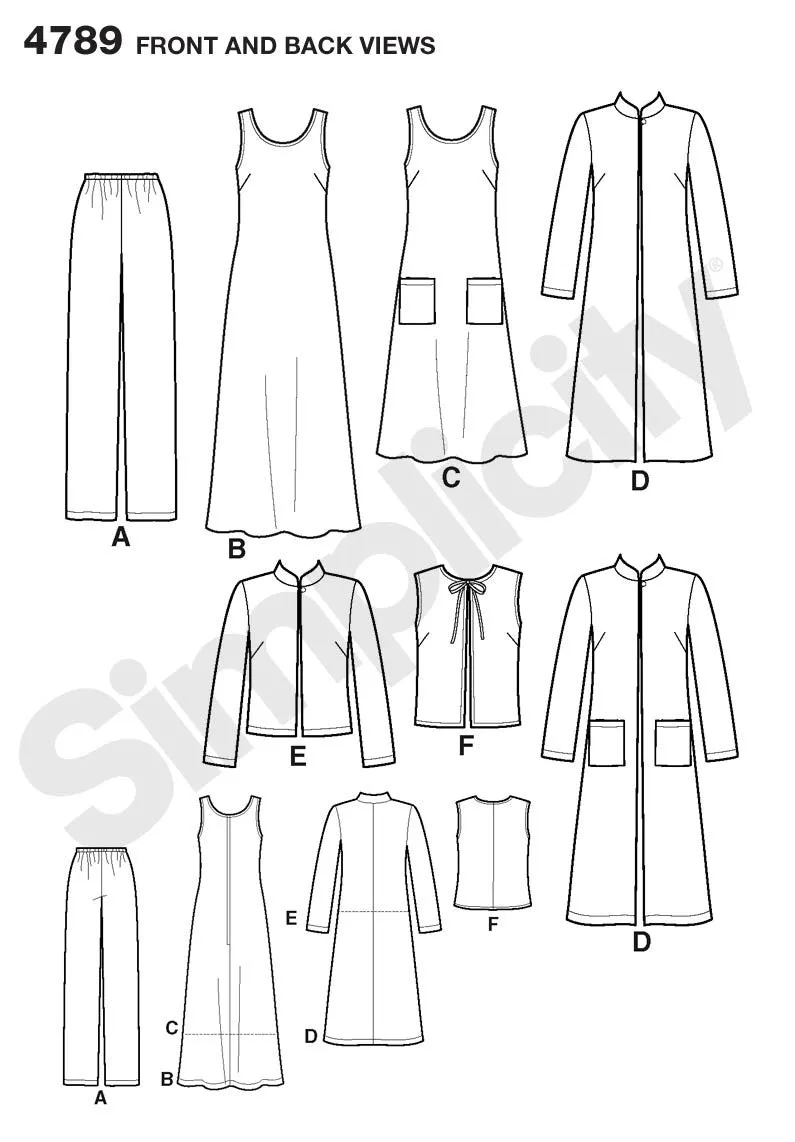 Simplicity Pattern 4789 Misses'/Plus Size Pants, Vest, Jacket and Jumper