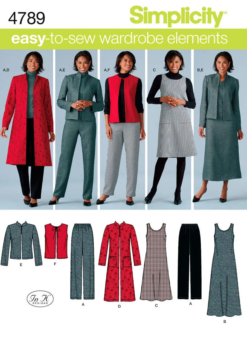 Simplicity Pattern 4789 Misses'/Plus Size Pants, Vest, Jacket and Jumper