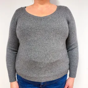 Slate Grey Cashmere V-Neck Jumper Extra Large
