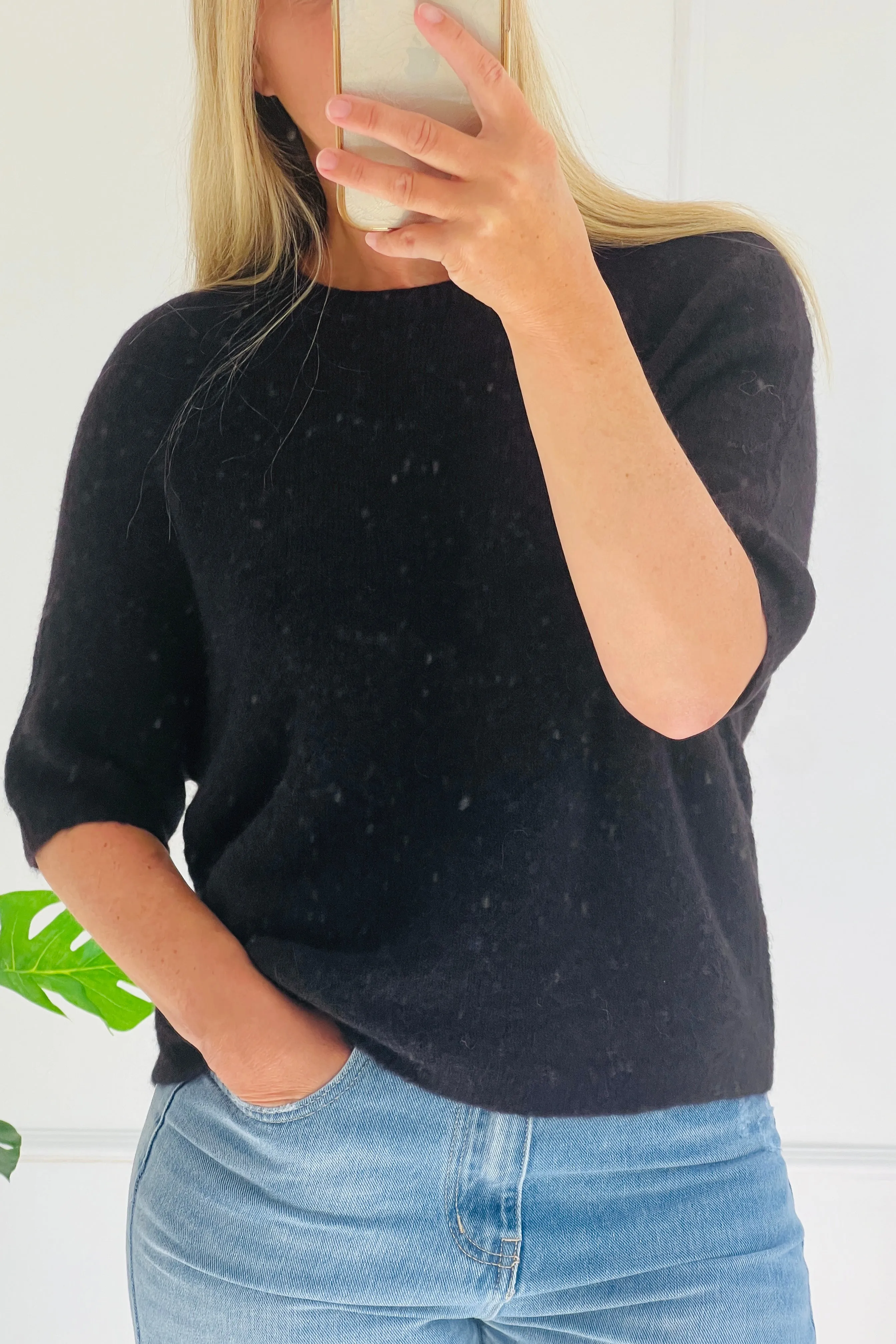 Sophie Alpaca Blend Crew Knit Jumper | Black