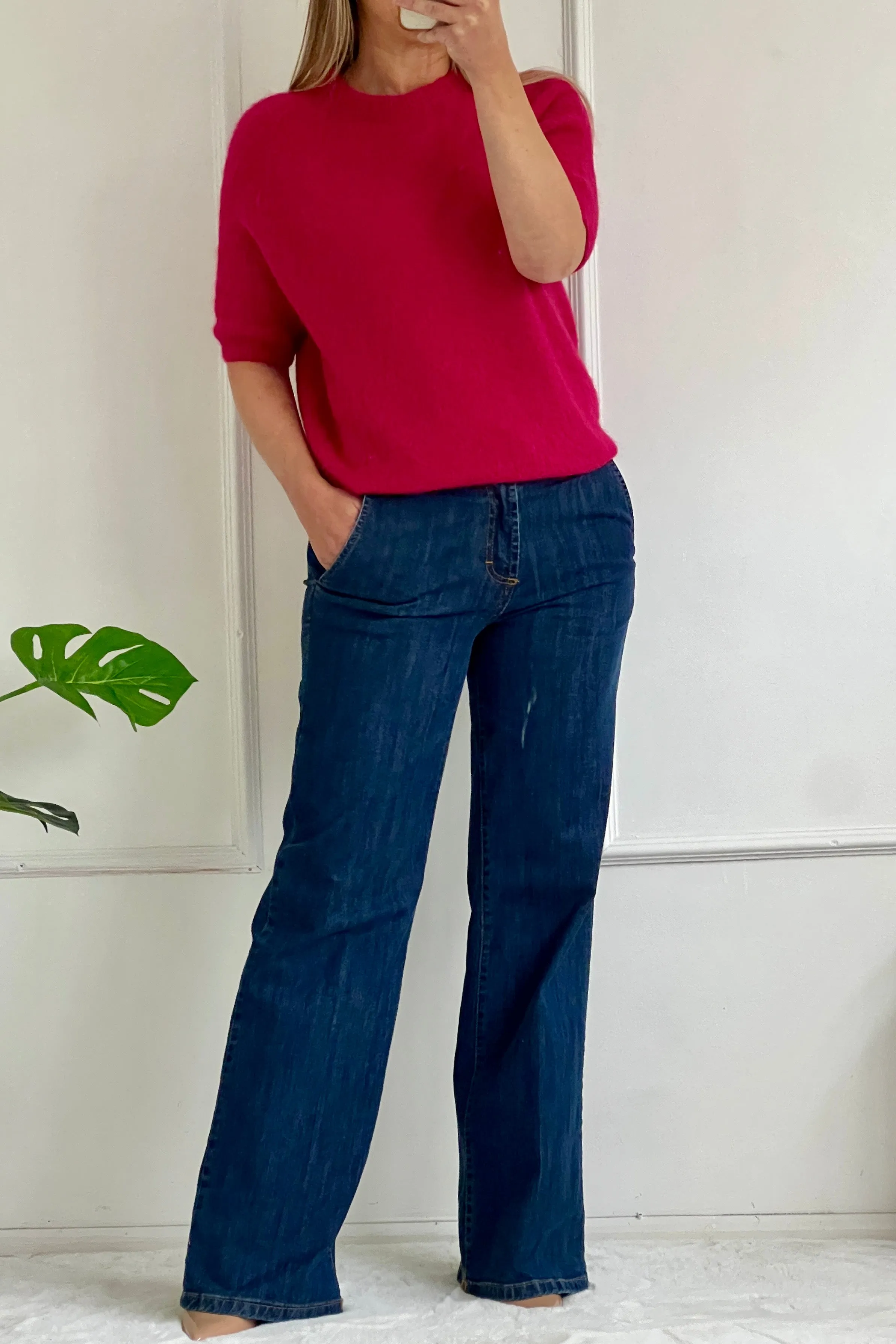 Sophie Alpaca Blend Crew Knit Jumper | Raspberry