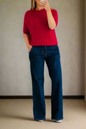 Sophie Alpaca Blend Crew Knit Jumper | Raspberry