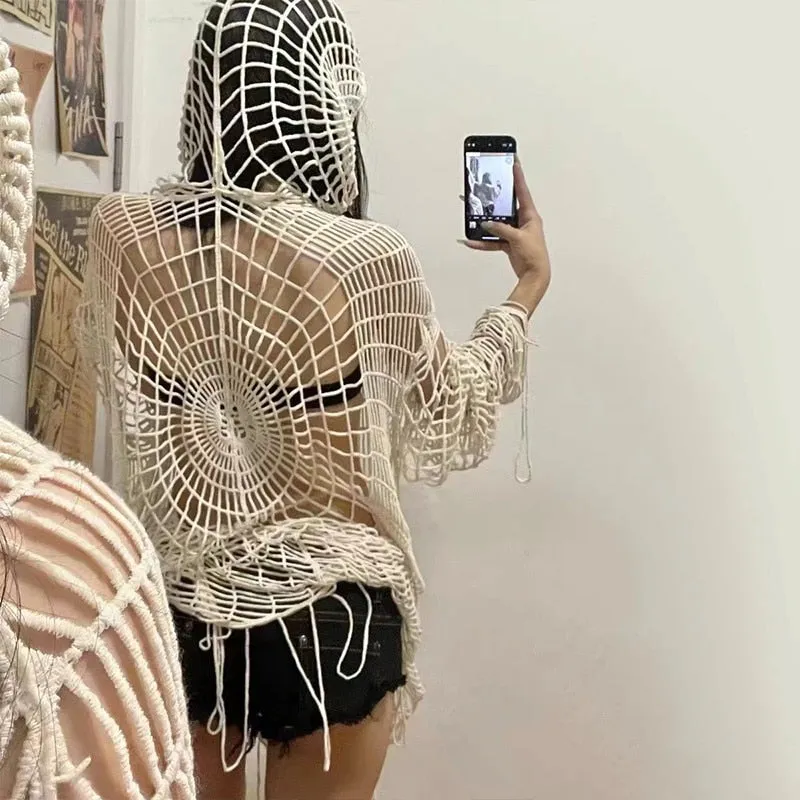 Spider Web Goth Style Sweater