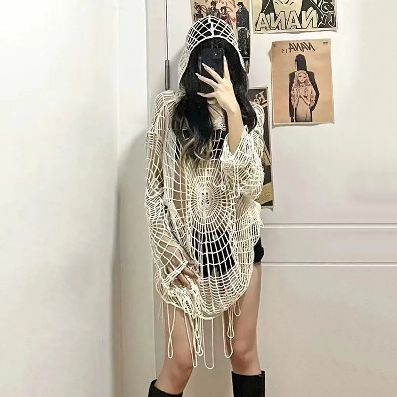 Spider Web Goth Style Sweater