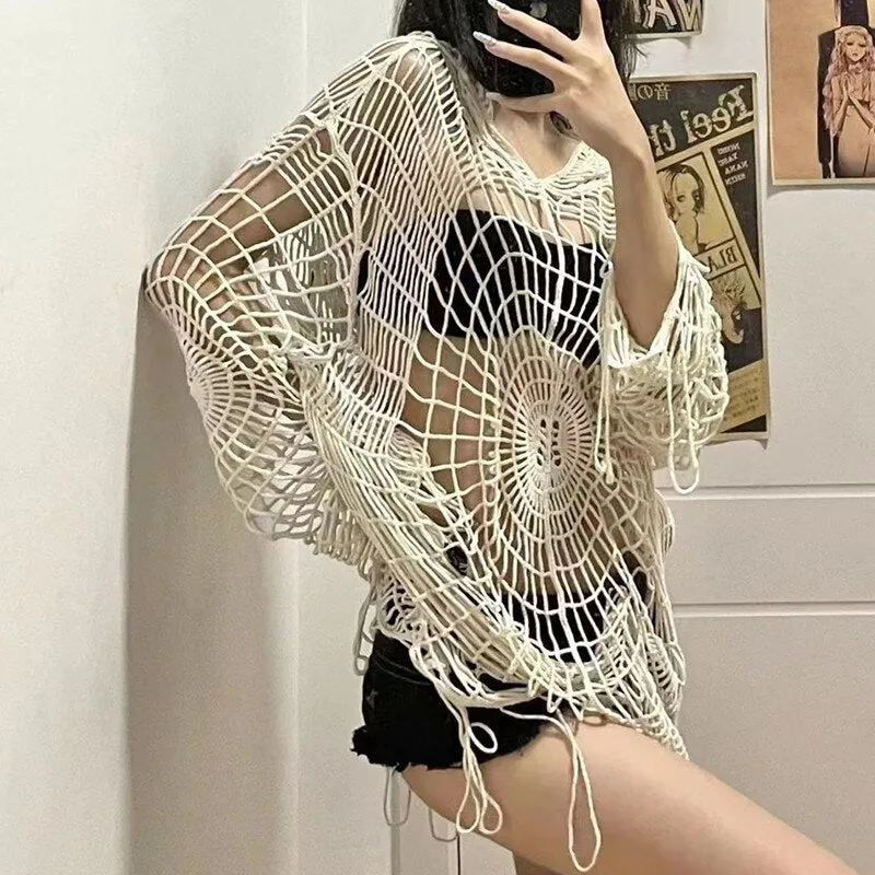 Spider Web Goth Style Sweater