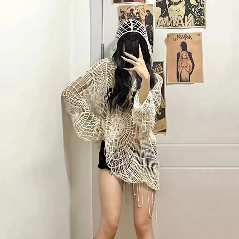 Spider Web Goth Style Sweater