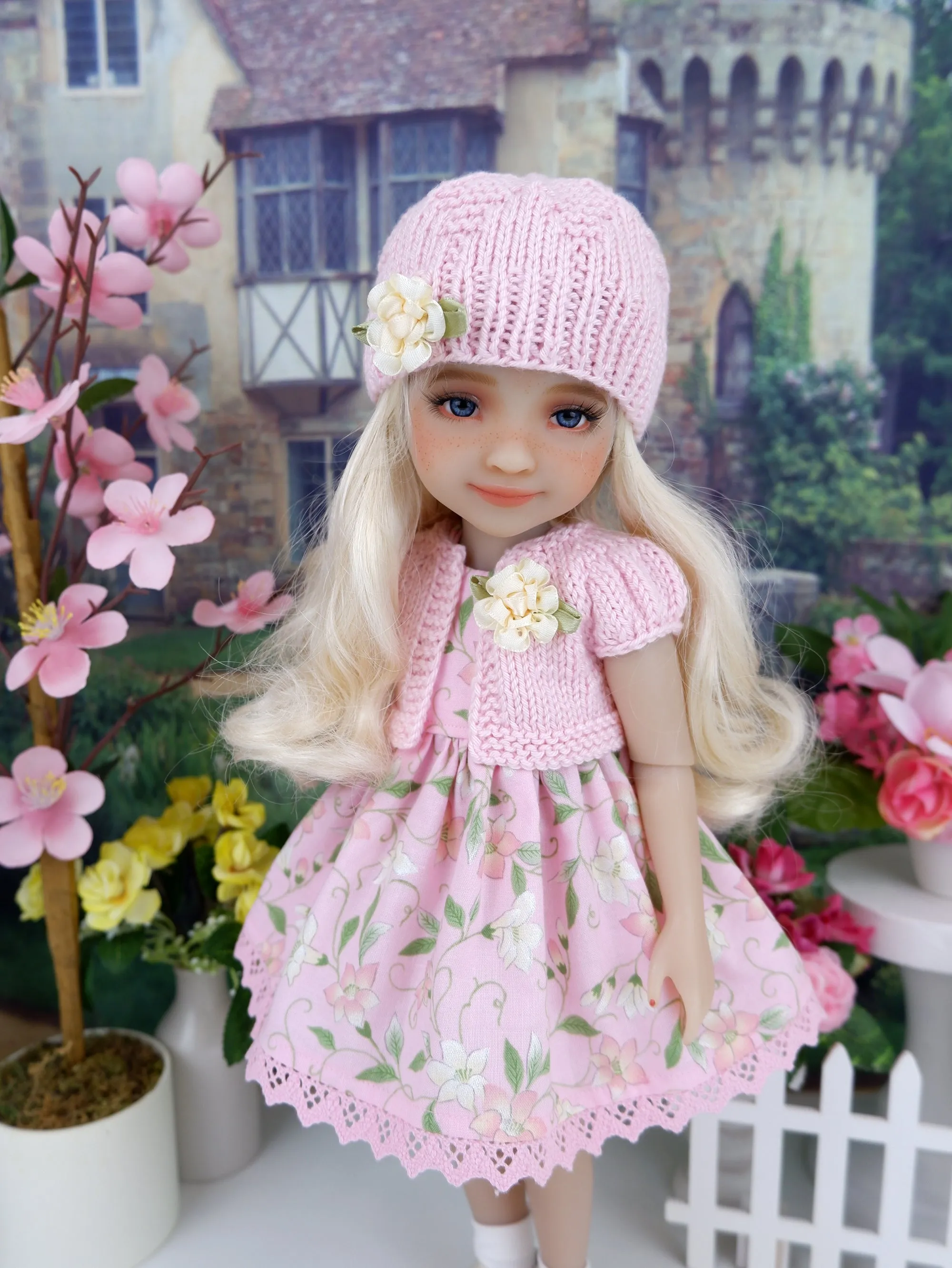 Spring Clematis - dress and sweater set with shoes for Ruby Red Fashion Friends doll