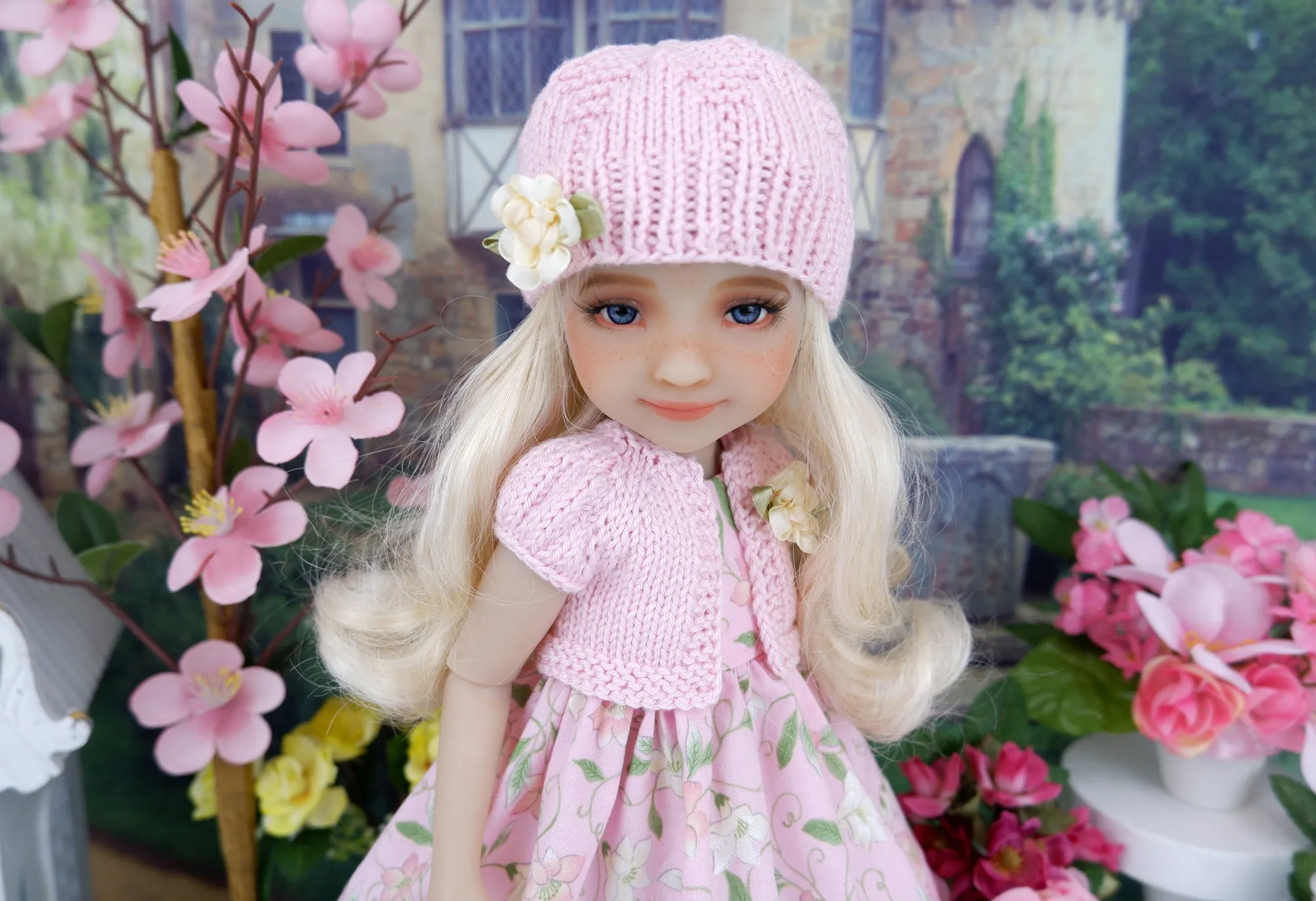 Spring Clematis - dress and sweater set with shoes for Ruby Red Fashion Friends doll