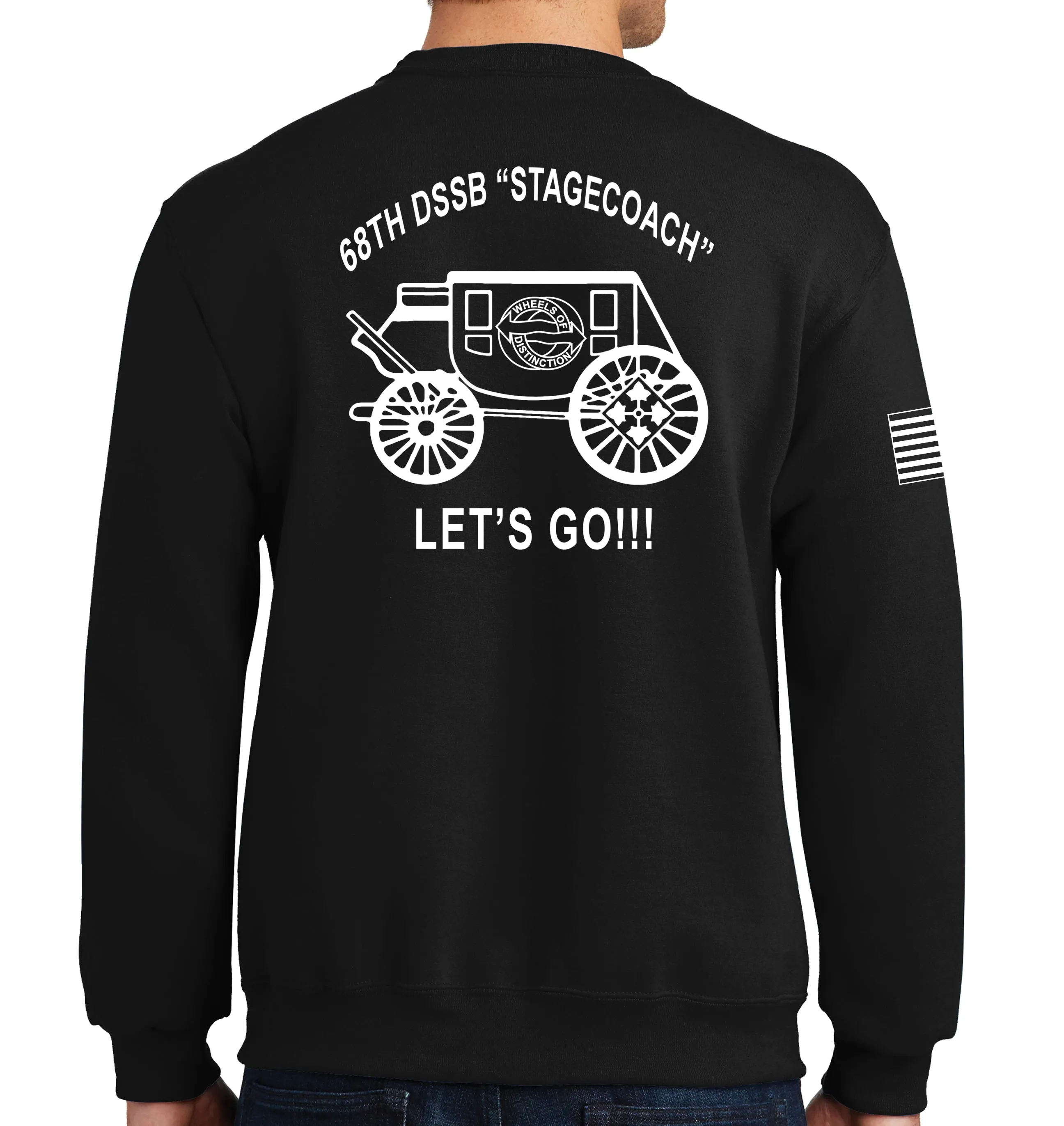 Stagecoach Crew-neck White Design Unisex Sweatshirt. This sweatshirt IS Approved for PT