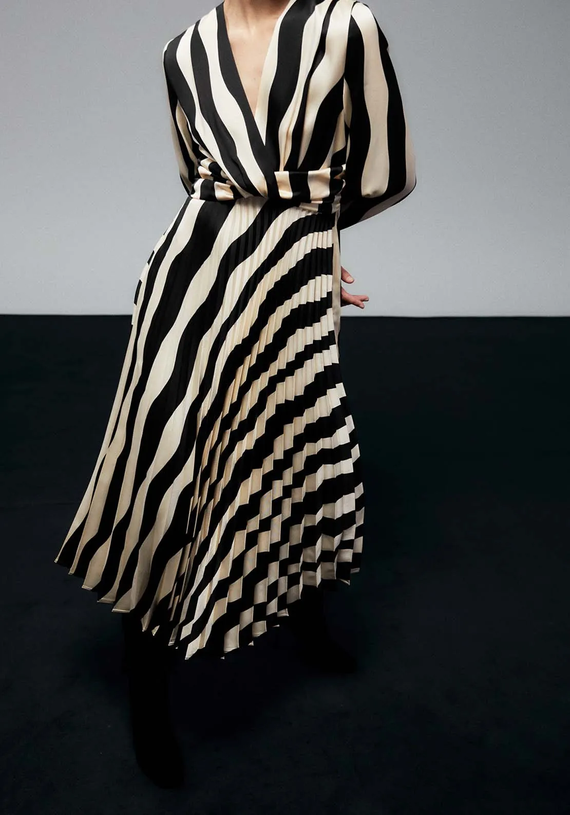 Striped Dress - Black And White