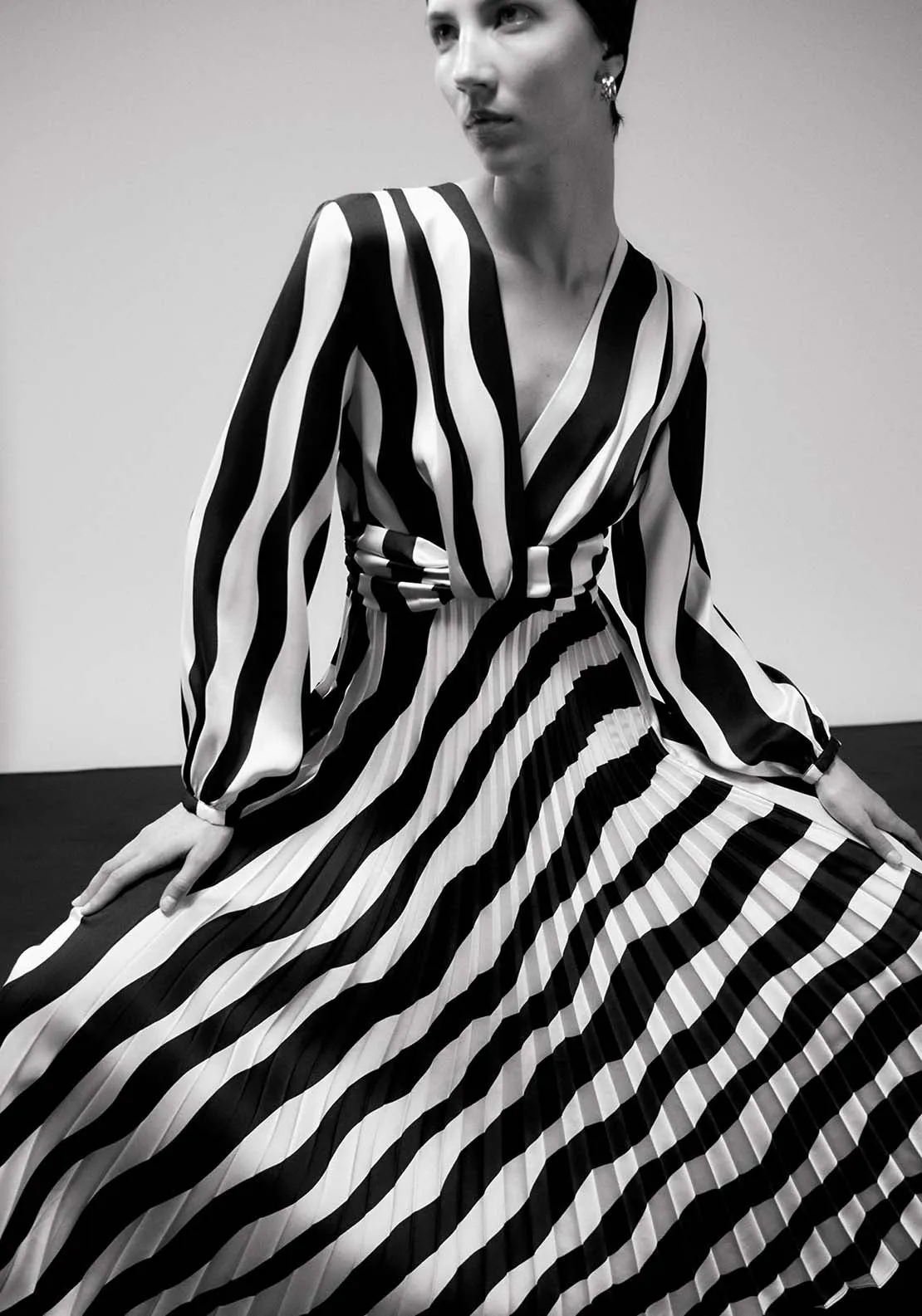 Striped Dress - Black And White