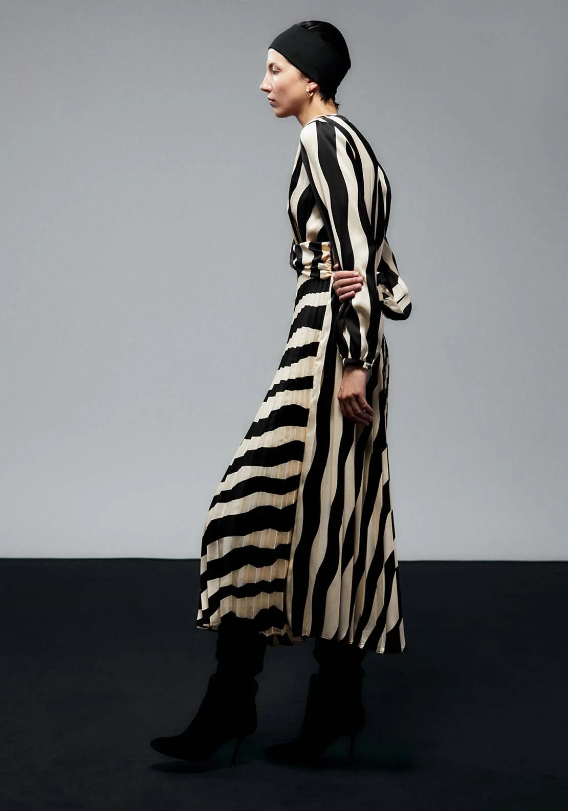 Striped Dress - Black And White