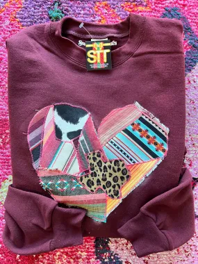 Upcycled Patchwork Heart Pullover