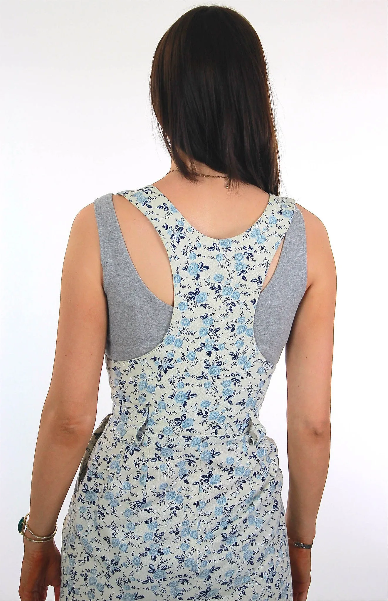 Vintage 90s Grunge mini floral coverall jumper dress