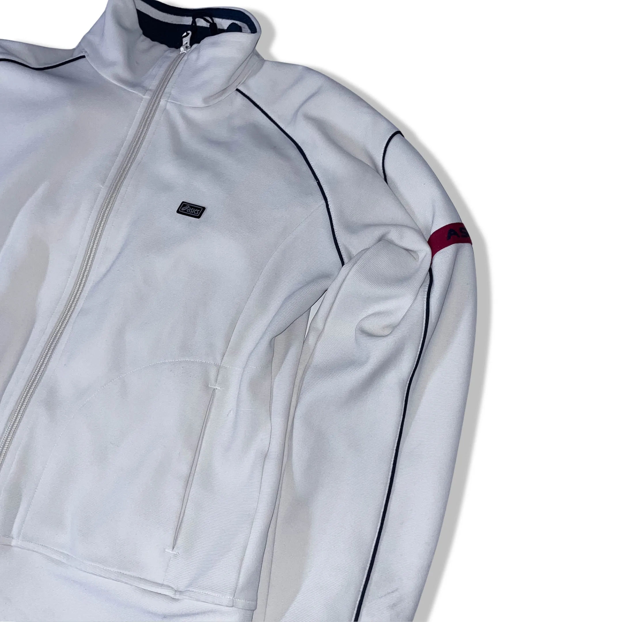 Vintage Asics Trademark medium cream full zip up high neck sweatshirt jacket