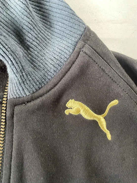 Vintage Puma black full zip wind breaker track top in M/L| L30 W21|SKU 4801