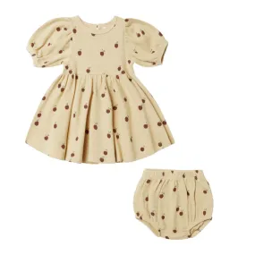 Waffle Babydoll Dress - Apples