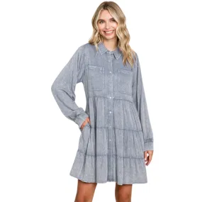 Washed Babydoll Dress With Pockets