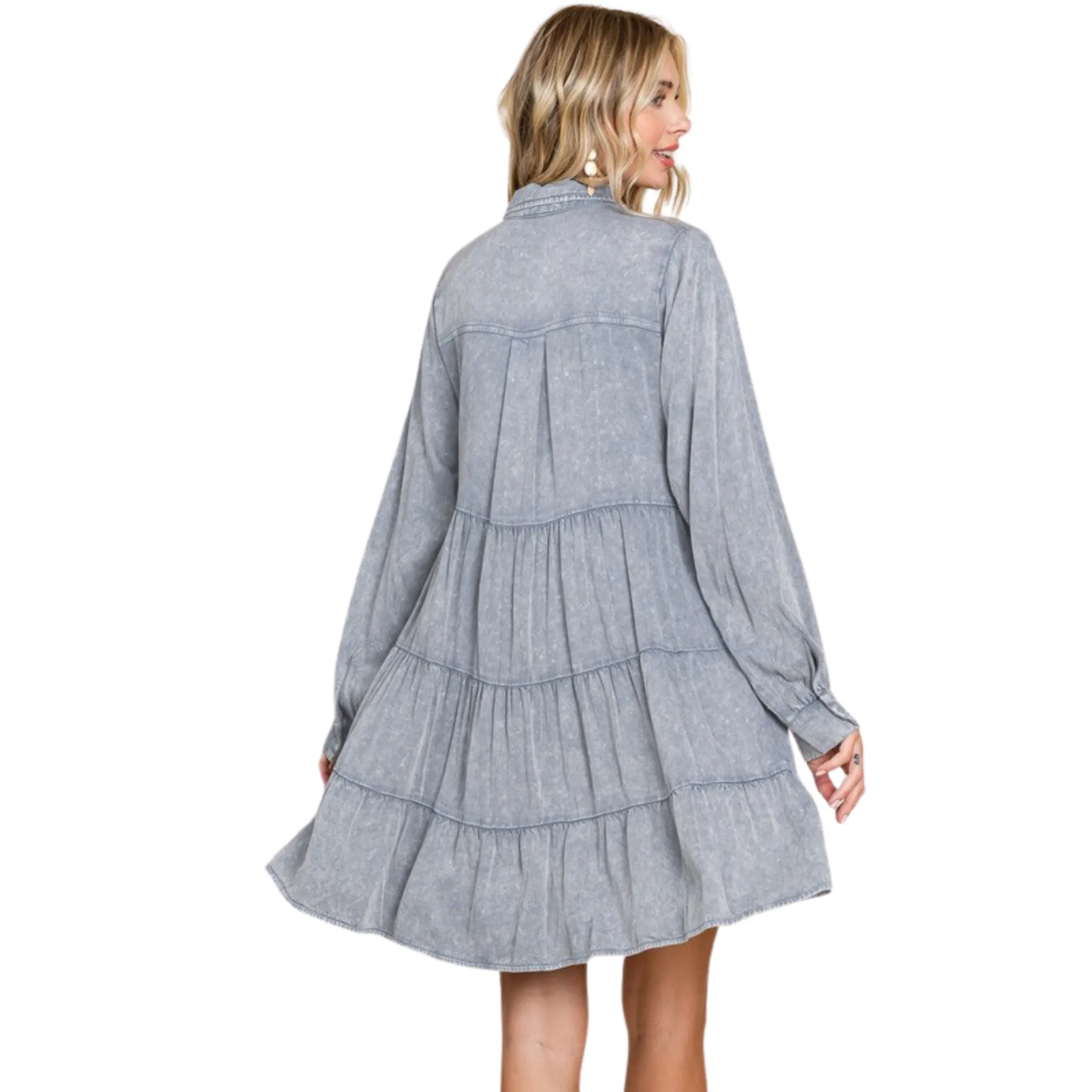Washed Babydoll Dress With Pockets