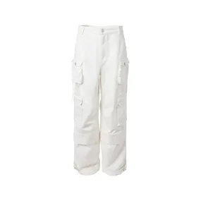 White Multi-Pocket Cargo Jeans