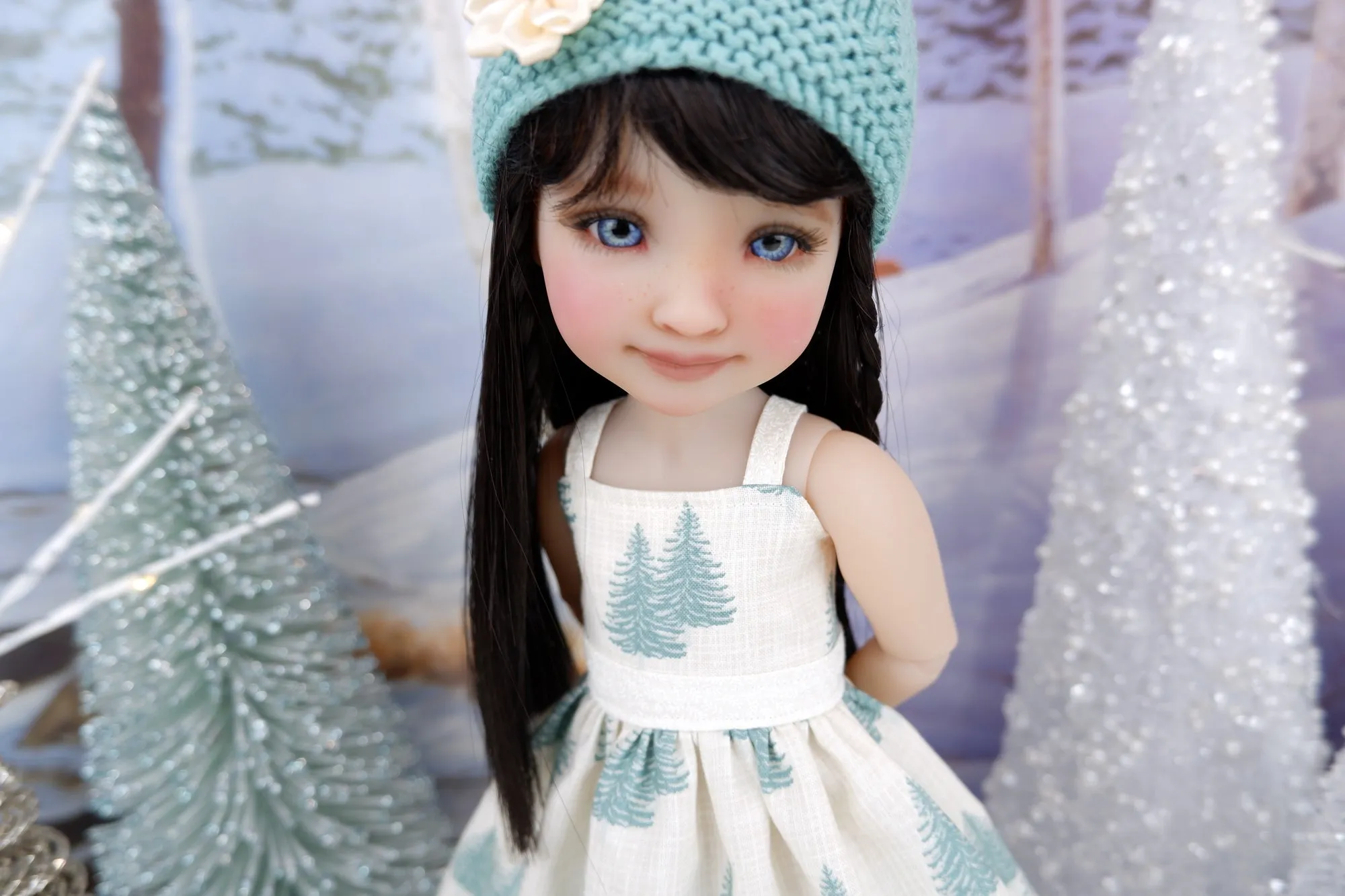 Winter Evergreens - dress and sweater set with boots for Ruby Red Fashion Friends doll