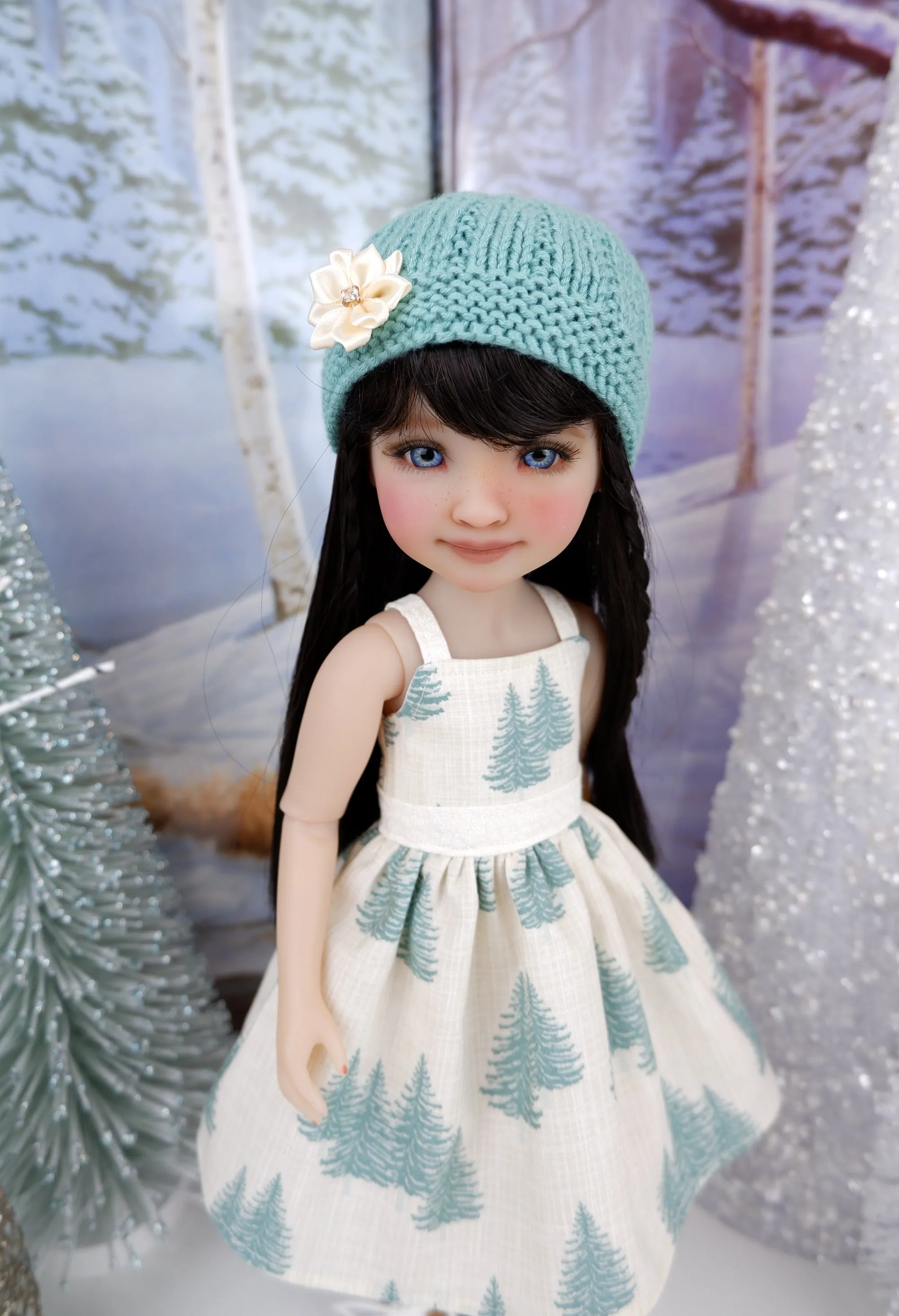 Winter Evergreens - dress and sweater set with boots for Ruby Red Fashion Friends doll