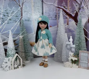Winter Evergreens - dress and sweater set with boots for Ruby Red Fashion Friends doll