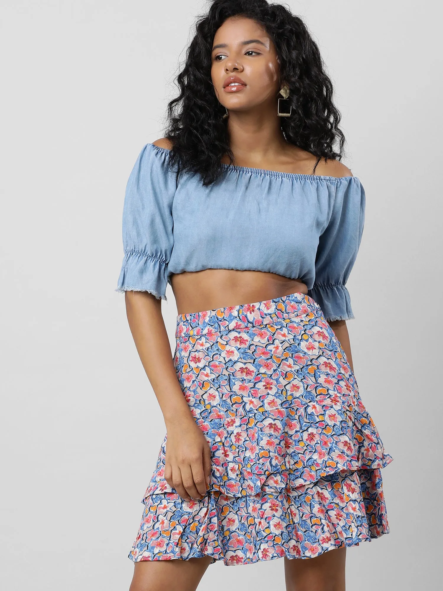 Women Blooms In Style Layered Floral Skirt