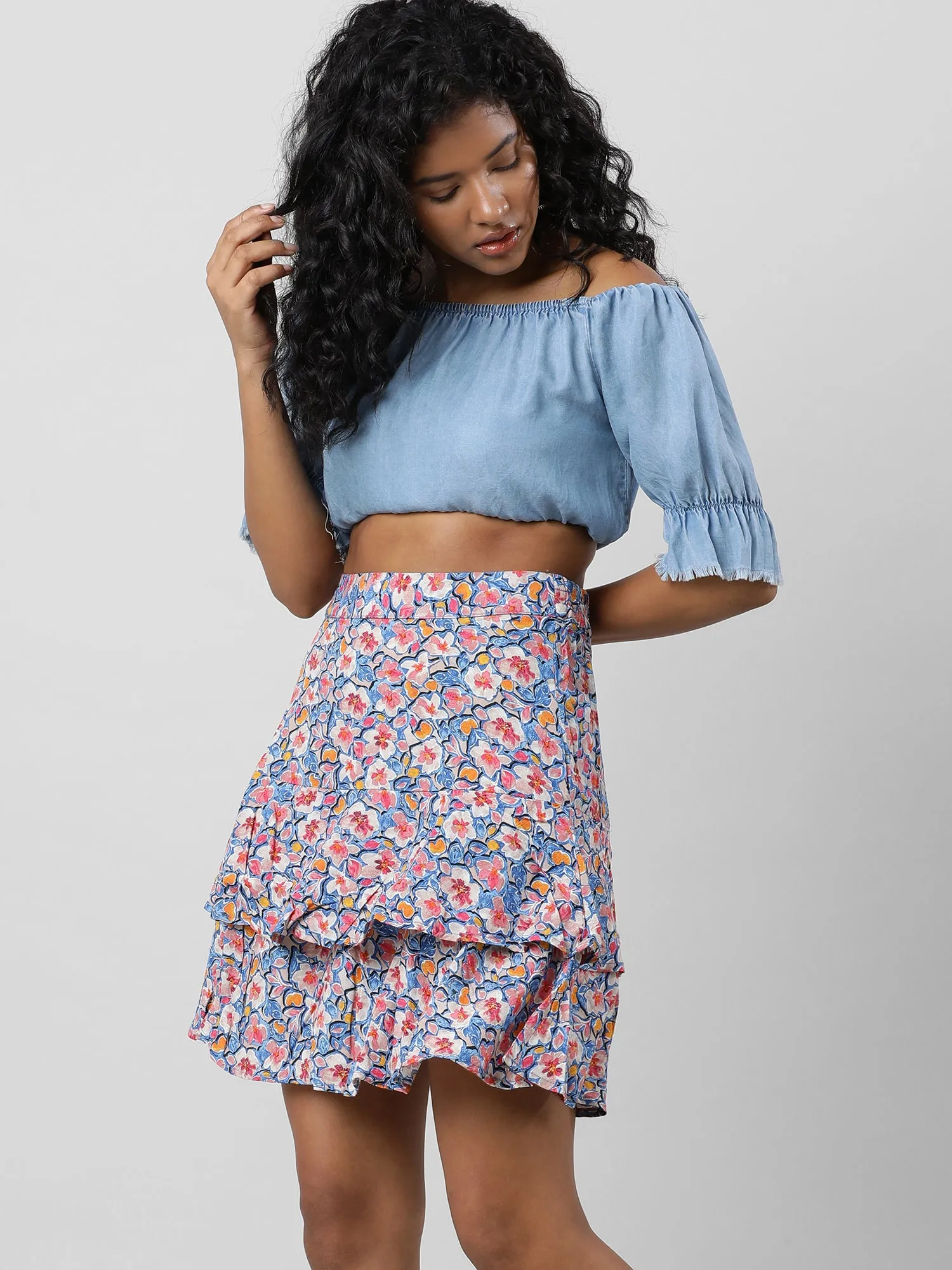 Women Blooms In Style Layered Floral Skirt