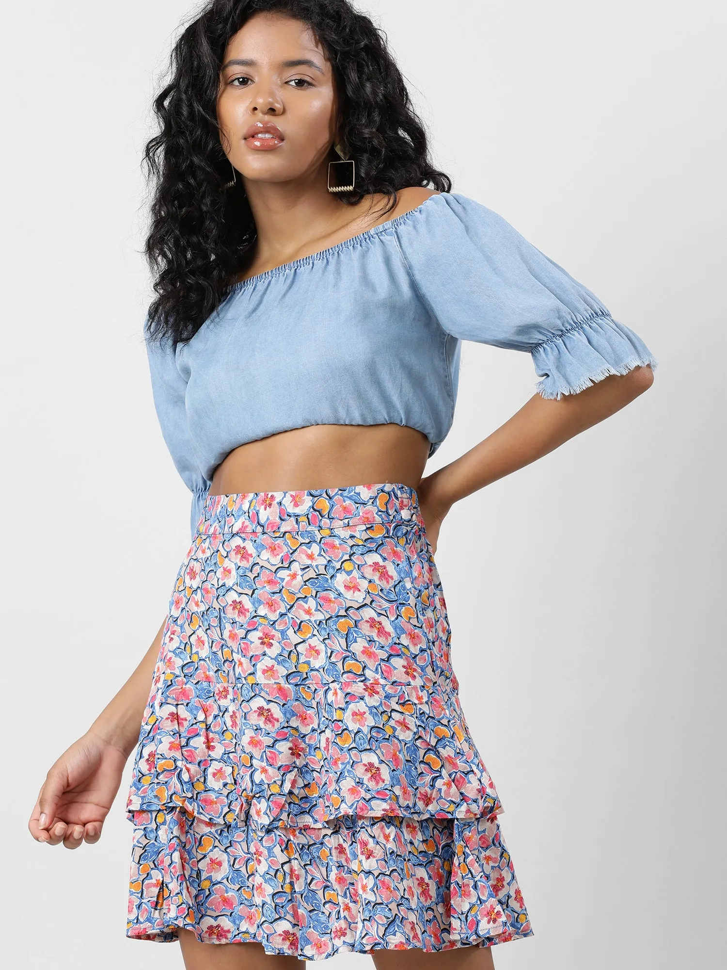 Women Blooms In Style Layered Floral Skirt