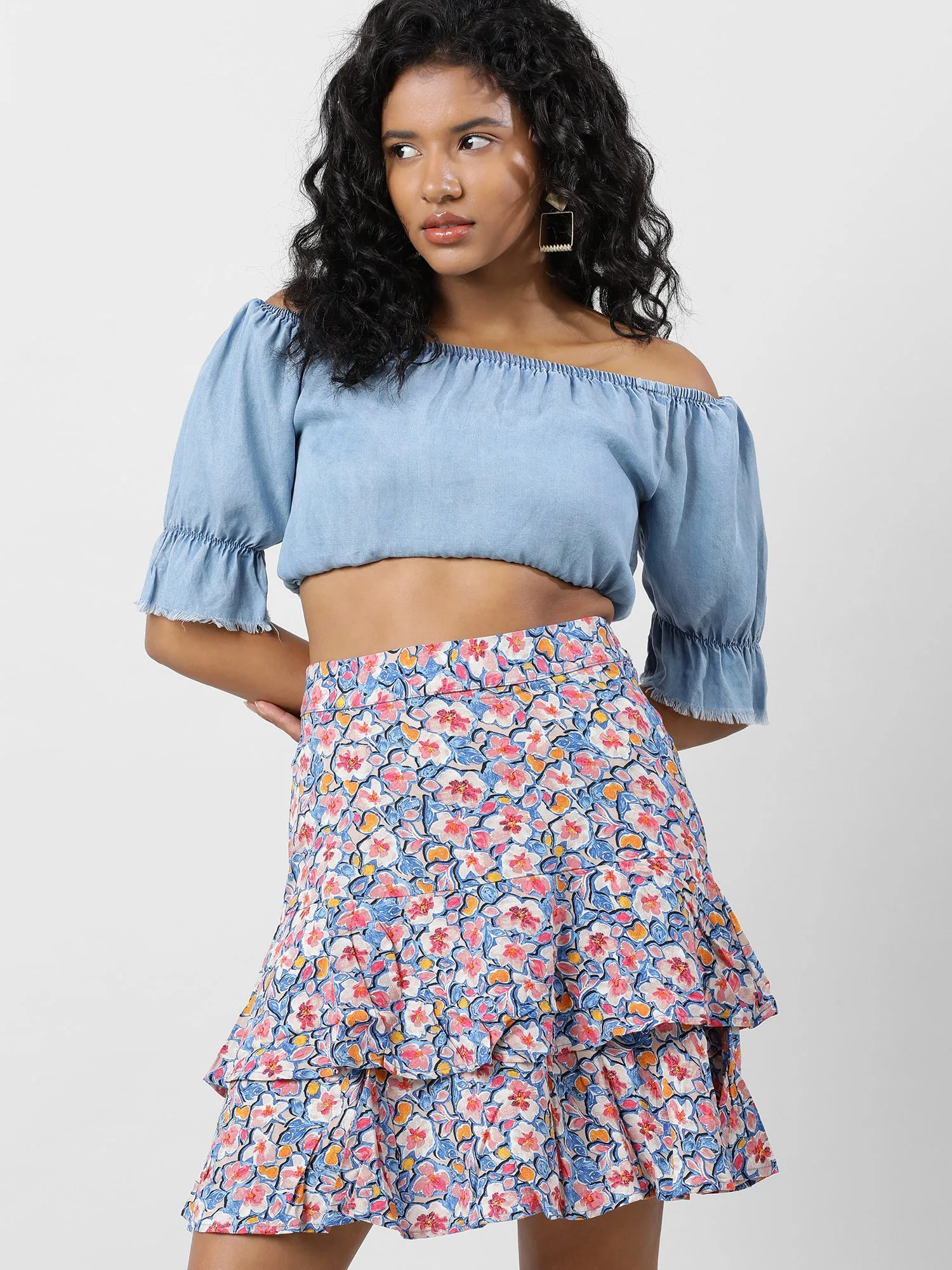 Women Blooms In Style Layered Floral Skirt