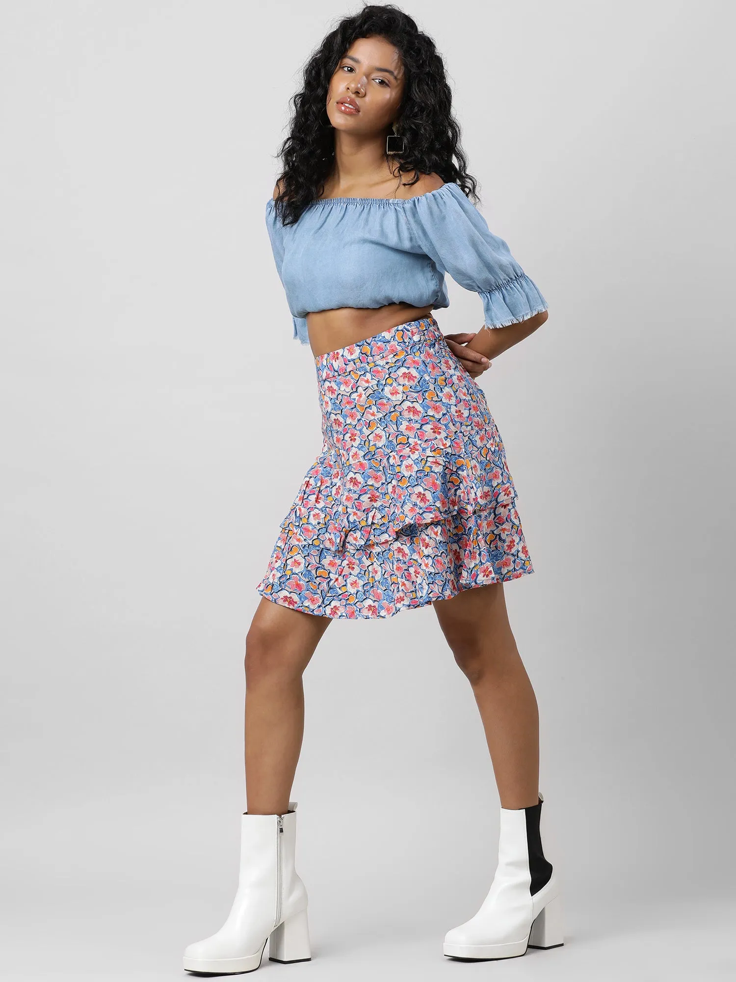 Women Blooms In Style Layered Floral Skirt