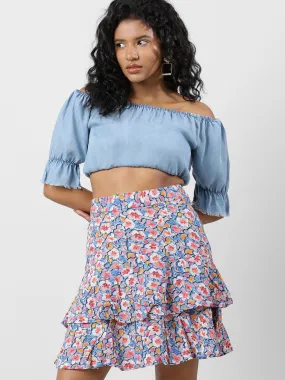 Women Blooms In Style Layered Floral Skirt