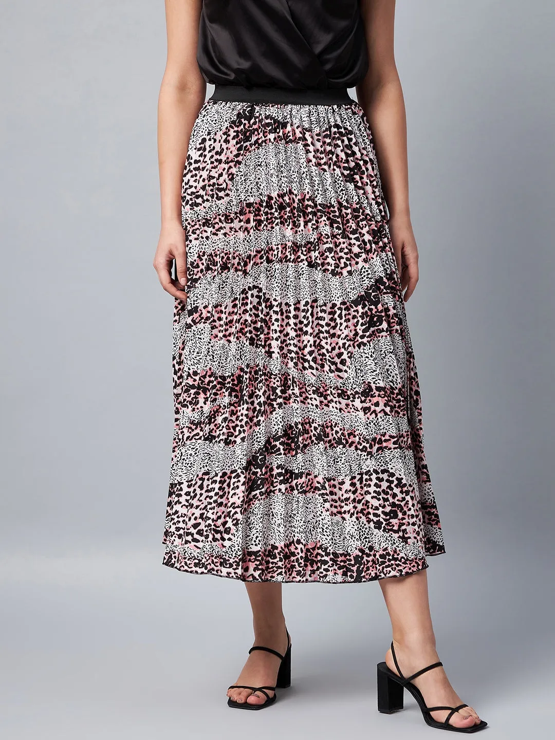 Women's Animal Print Pleated Skirt - Stylestone