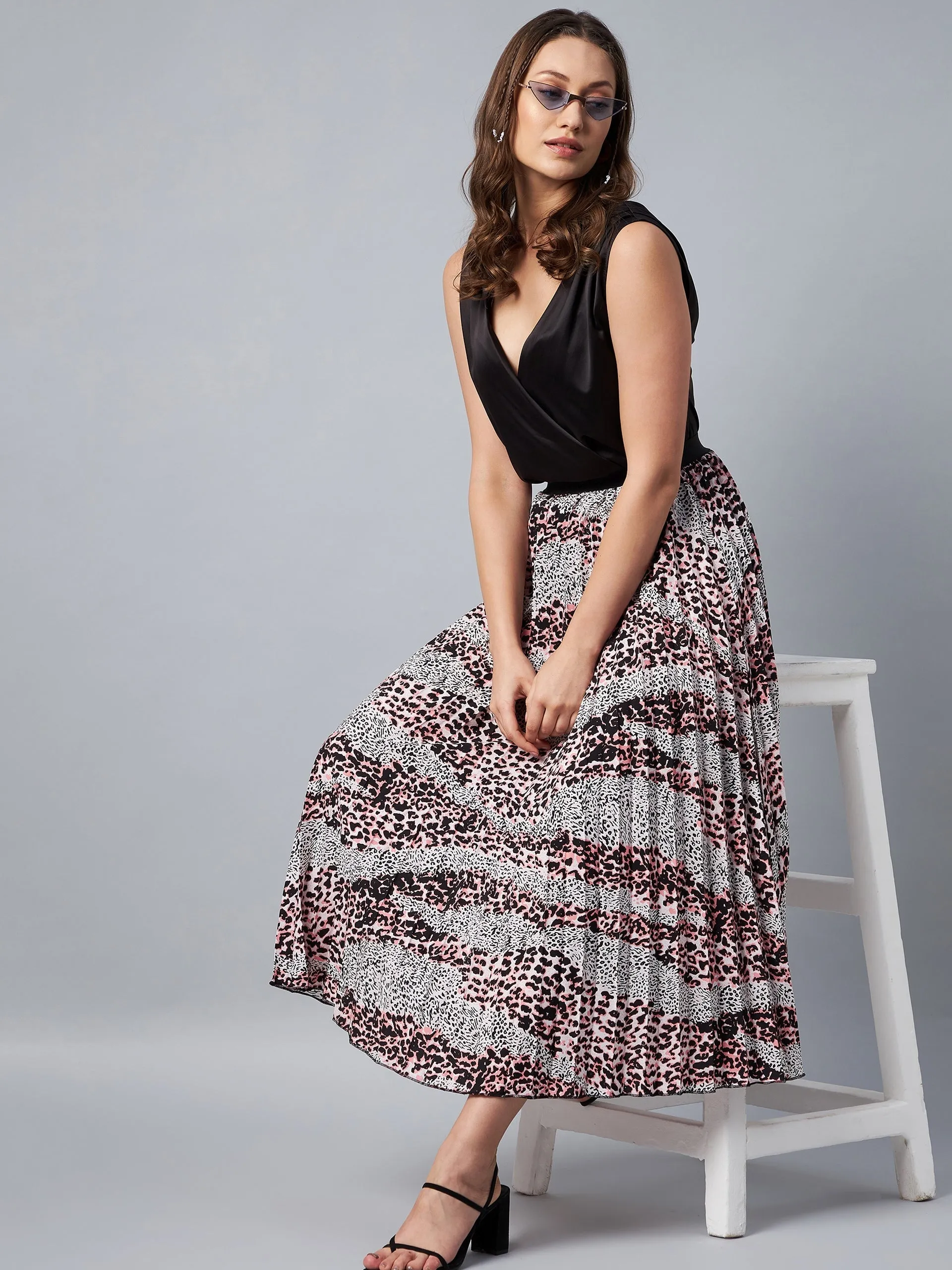 Women's Animal Print Pleated Skirt - Stylestone