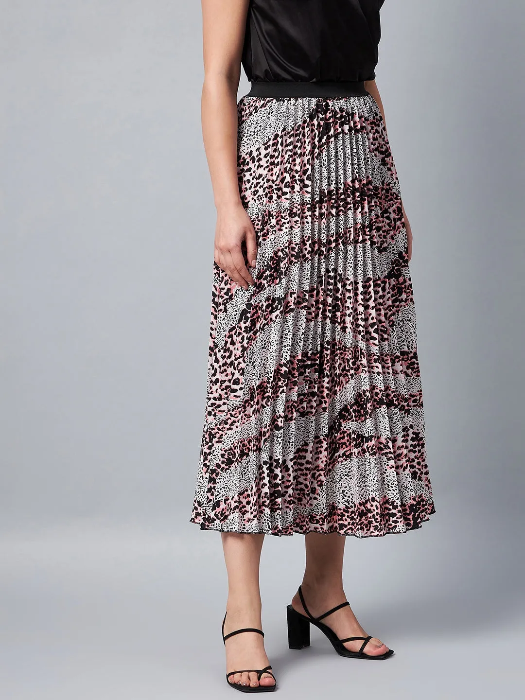 Women's Animal Print Pleated Skirt - Stylestone