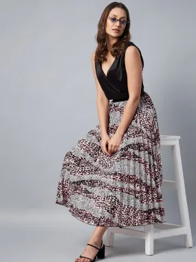 Women's Animal Print Pleated Skirt - Stylestone