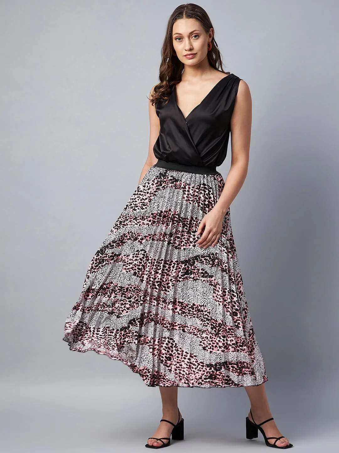 Women's Animal Print Pleated Skirt - Stylestone