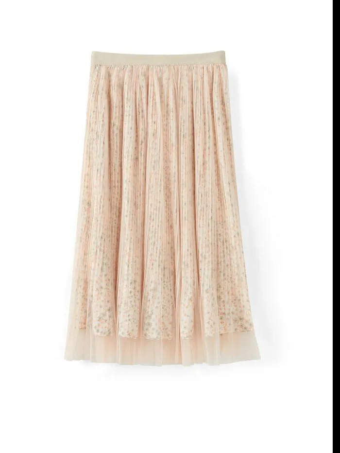 Women's Printed Skirt With Mesh Layer
