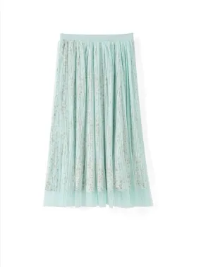 Women's Printed Skirt With Mesh Layer