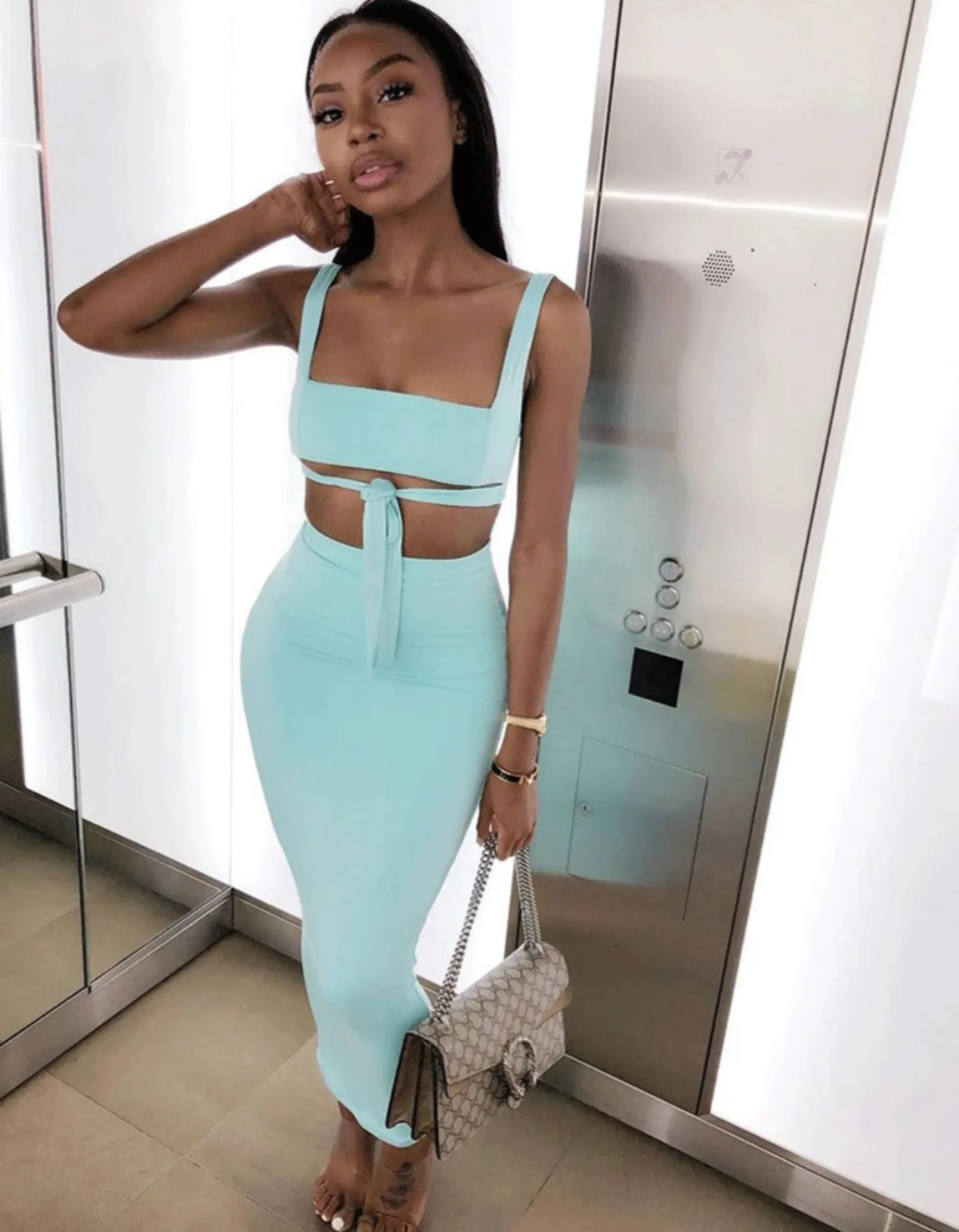 Women's Summer Casual High-Waist Two-Piece Dress