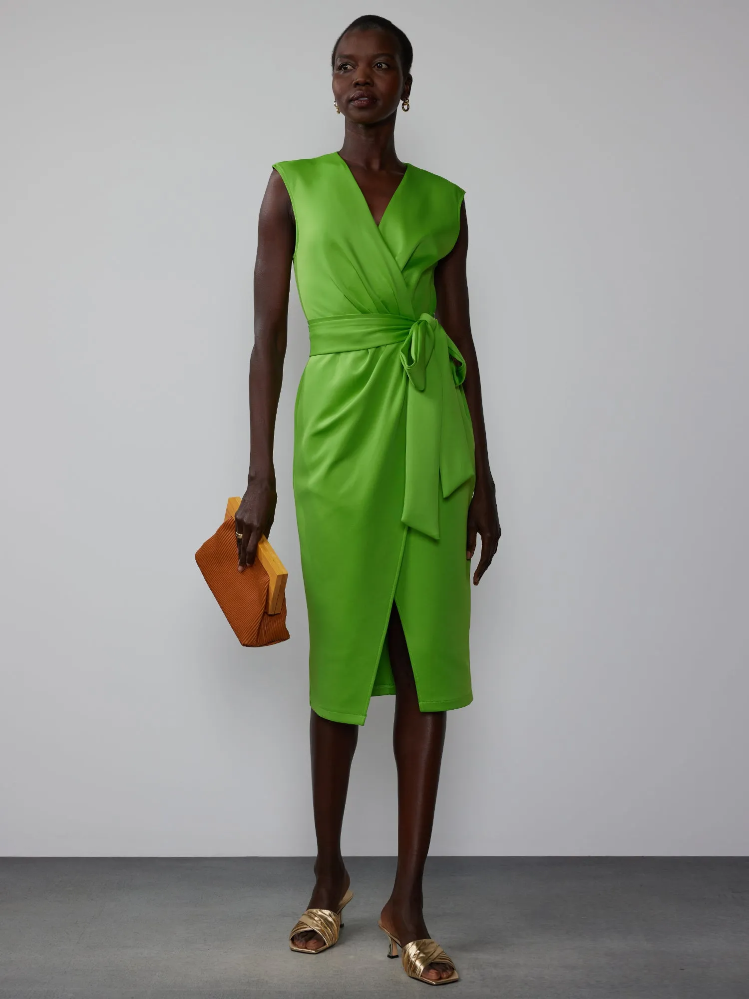 Wrap Front Scuba Sheath Dress