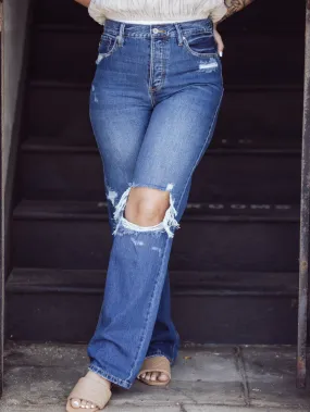 YOLANDA ULTRA HIGH RISE 90's STRAIGHT LEG MEDIUM WASH JEANS