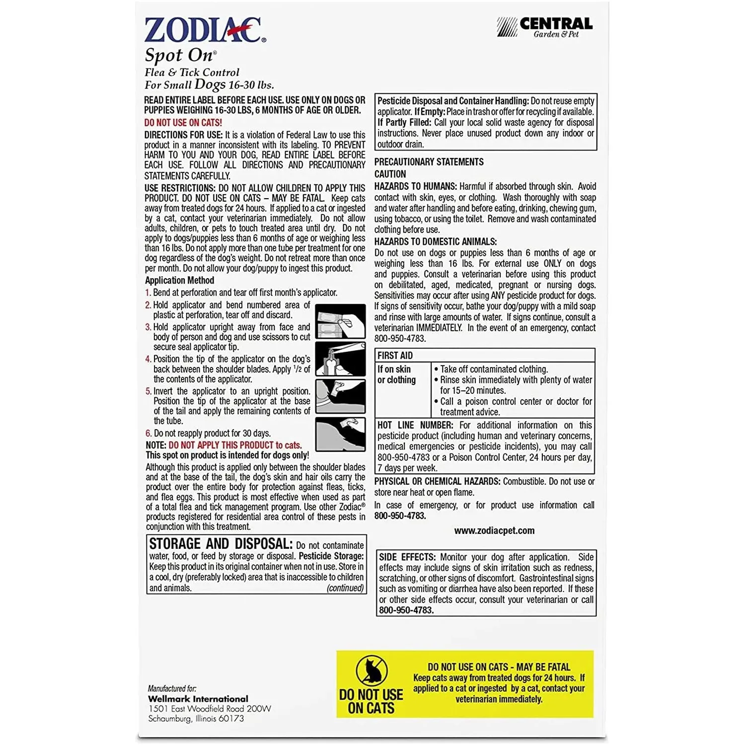 Zodiac Spot On Flea & Tick Control for Small Dogs 16-30lbs 4ct